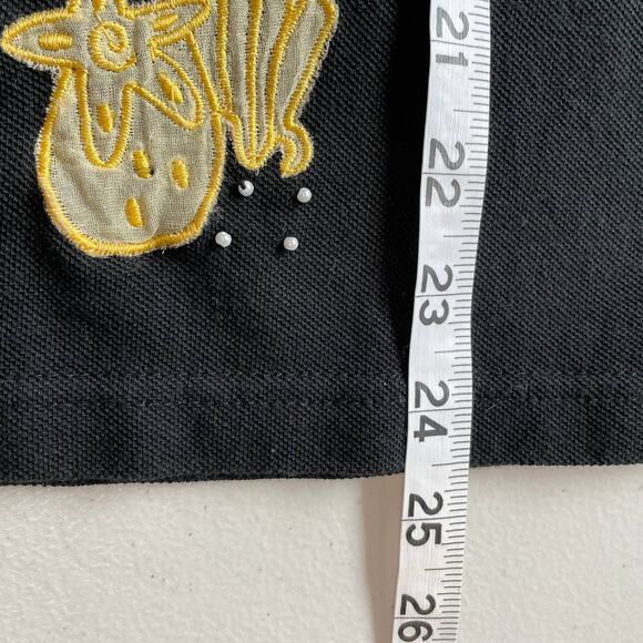 Cotton Connection Black Cotton Beach Summer Vacation Appliques Scoop Neck Top L - Picture 12 of 12